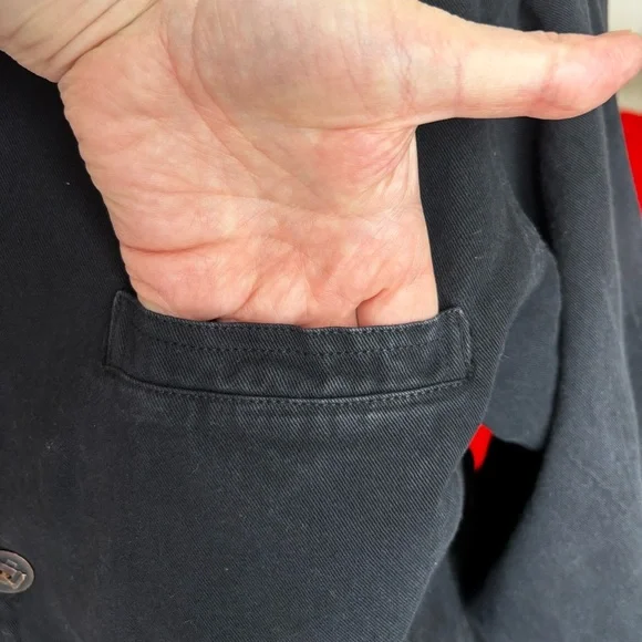 Chico's Cargo Jacket Vintage Black Denim Pockets Unisex Size 1(M) - Picture 7 of 8